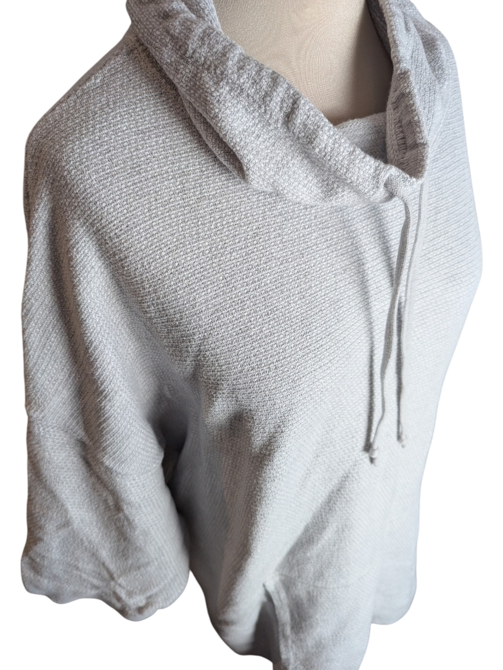 Pure Jill Light Gray Cowl Neck Knit Pullover w/ Drawstring 3/4 Sleeve Women 4XL